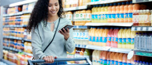 FMCG products are in display in a supermarket